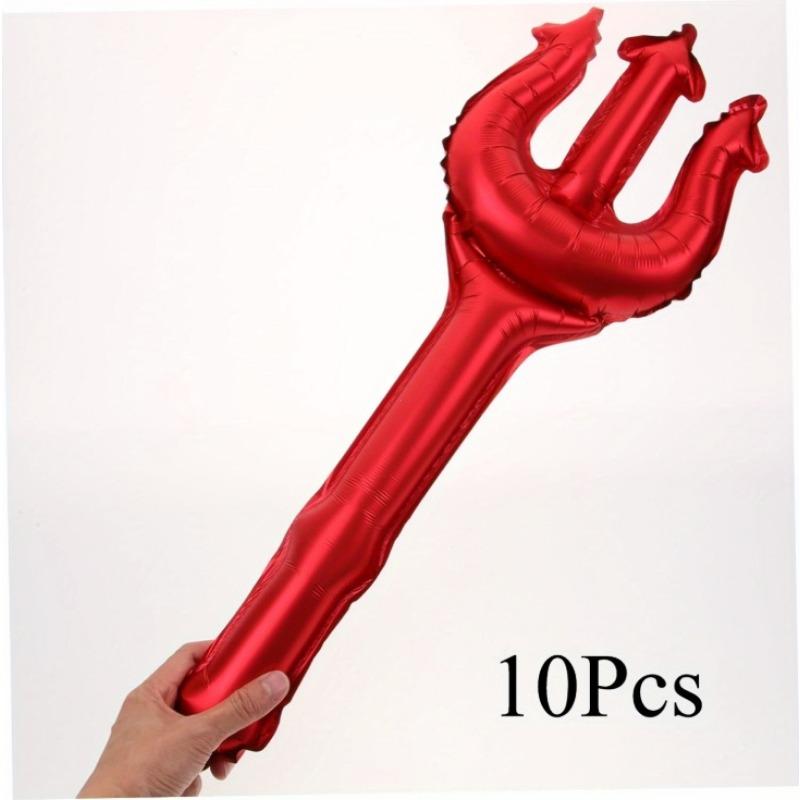 

10 красных трезубцев - надувные вилки для вечеринки, для украшений на Хэллоуин, для жутких празднований и фотосессий красный