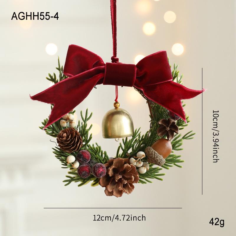 Velvet Bow Bell Ornament: Christmas Tree Pine Cone Decoration