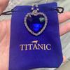 Nuova Collana Ciondolo Cuore d'Oceano Blu Titanic Stile Europeo e Americano Scintillante Moda Zircone Amore Eterno Maglione Rosso Cha