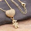 Elegant Boy And Girl Pendant Necklace Gold Plated Copper For Couples Or Friend Gift Giving Neck Chain