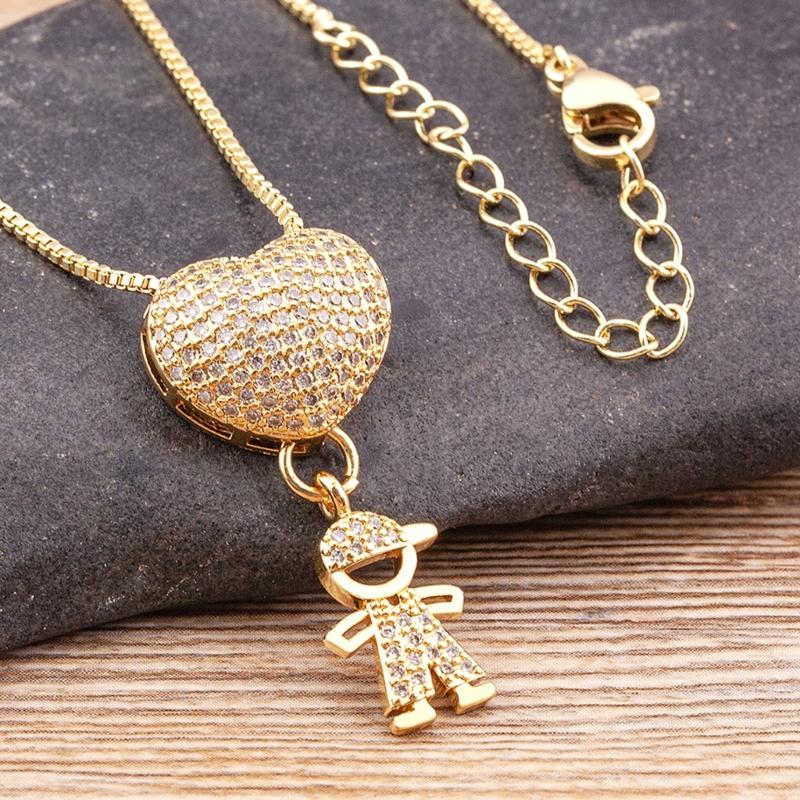 Elegant Boy And Girl Pendant Necklace Gold Plated Copper For Couples Or Friend Gift Giving Neck Chain