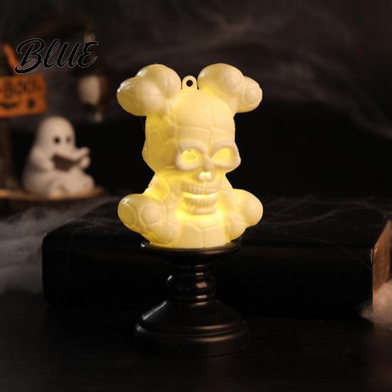 Safe Halloween Lighting Skull Night Light LED Skeleton Decorative Candle Light for Realistic Statue Haunted House Spooky Party Tabletop Decor Trick