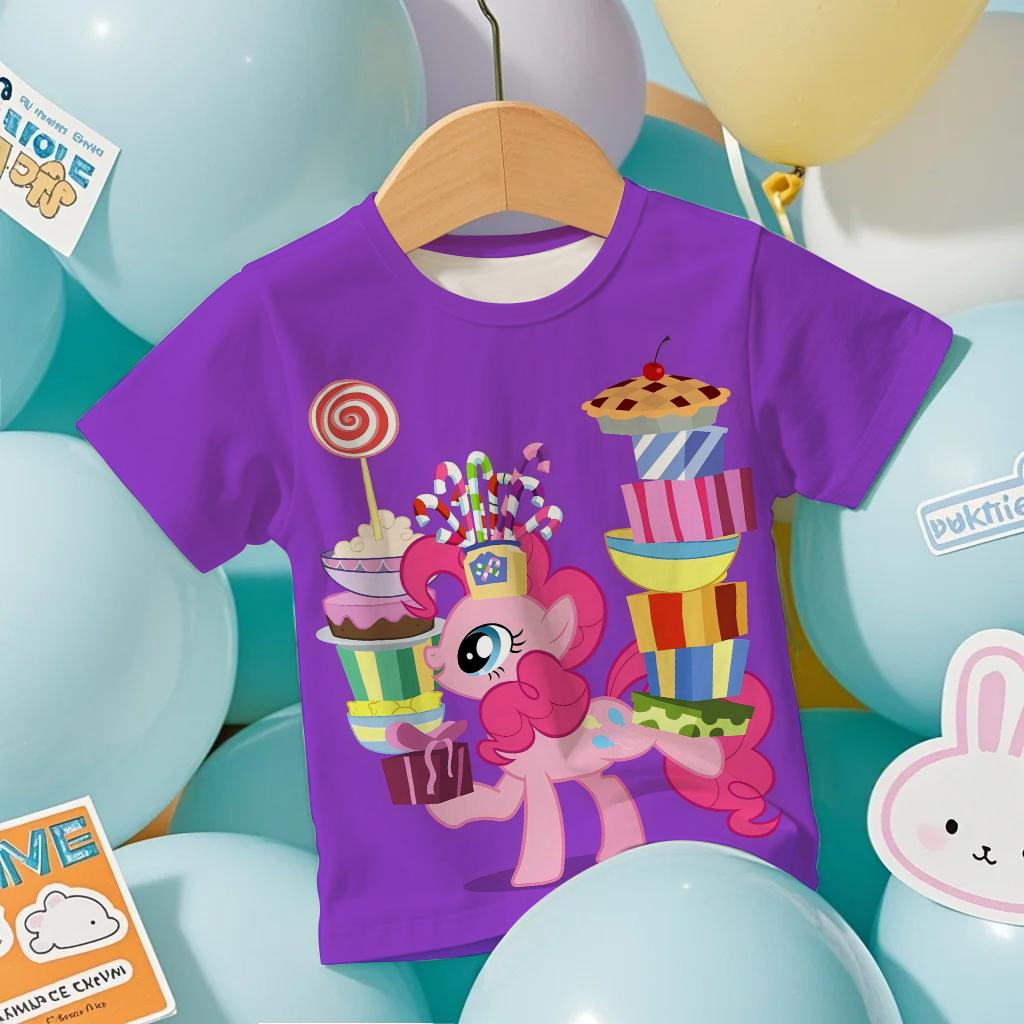 2026 new Hot Sale Casual Kids Teenager Boys Girls My Little Pony Cartoon Print New Summer Fashion Short Sleeve Tops