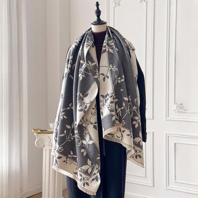 Premium Camellia Jacquard Scarf Women's Small Fragrant Shawl Versatile Air Conditioning Room Blanket Warm Scarf