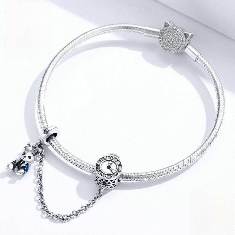 Sterling Silver S925 Rabbit Safety Chain DIY Bracelet Accessories