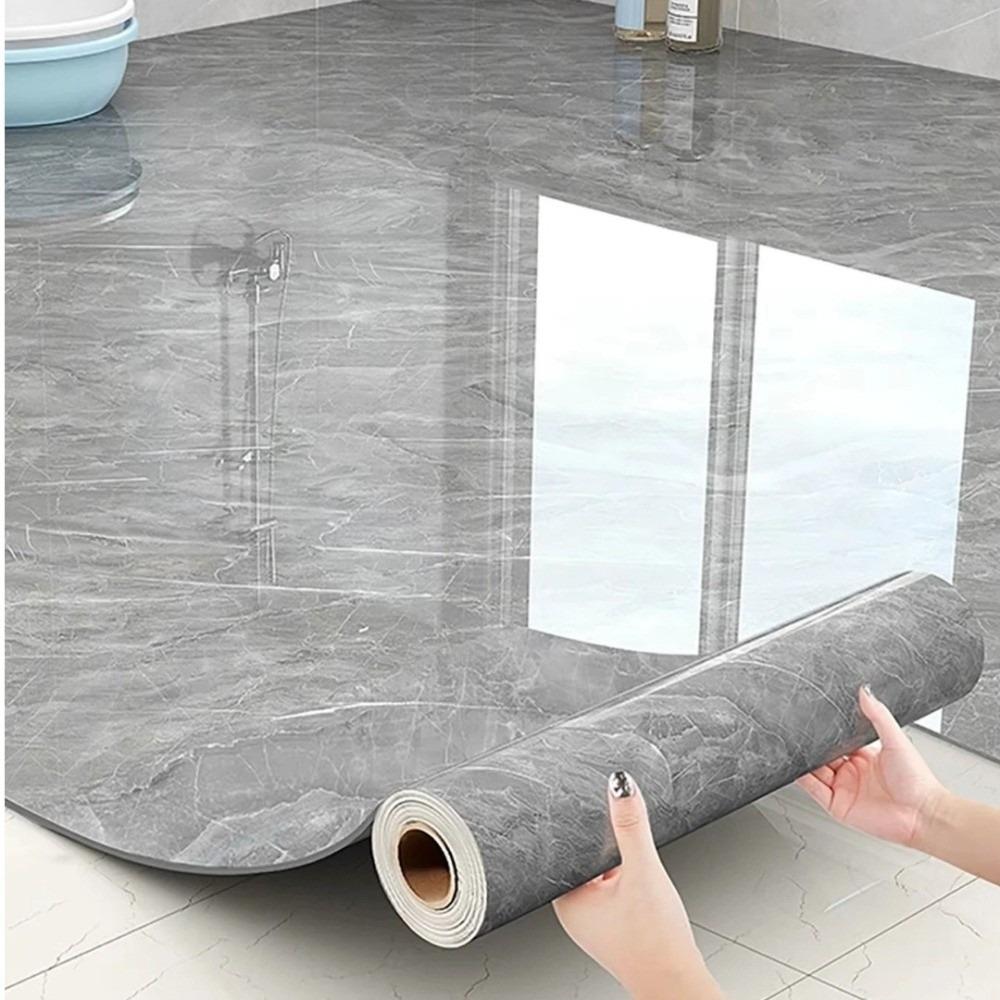 Imitation Marble Floor Tiles Waterproof Non-Slip Self-Adhesive Wallpaper Wear-Resistant Peel and Stick Decorative Floor Stickers