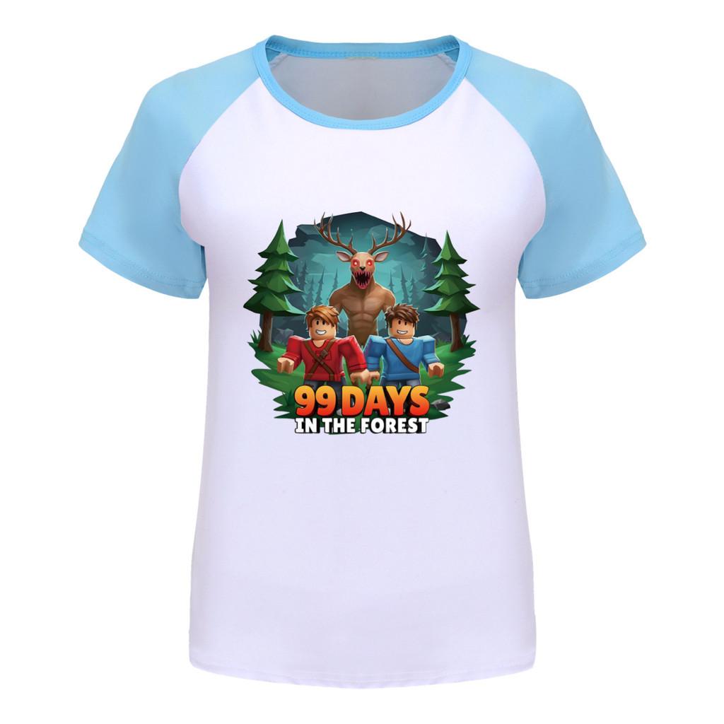 Kids Girls Boys 99 Nights In the Forest Print Raglan Short Sleeves T-Shirt