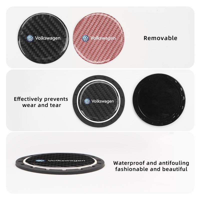BAG1 2pcs Car Water Coaster Cup Pads Non-Slip Mats Accessories For Volkswagen VW Polo Jetta Sagitar Magotan Passat B5 B6 B7 CC Tiguan