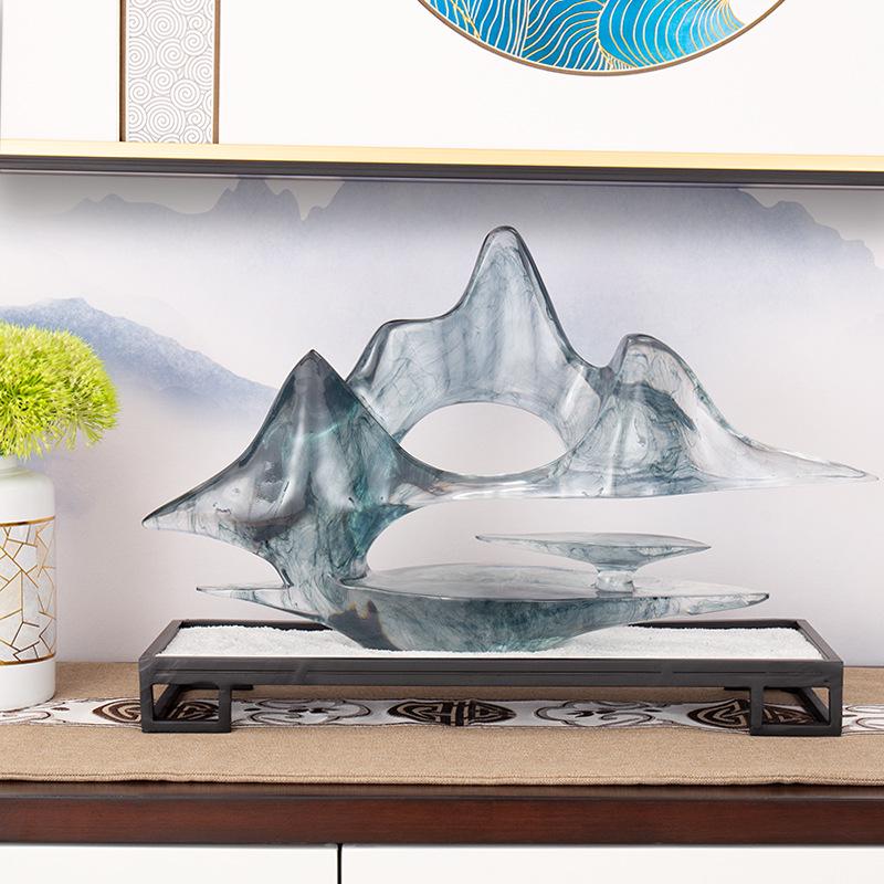 Cloud Mountain Resin Landscape: Artistic Living Room & TV Cabinet Decoration