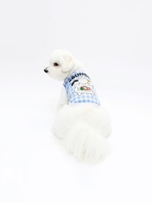 

KINIKINI BRUNCH CHECK TSHIRT-BLUE (short-sleeved T-shirt) L