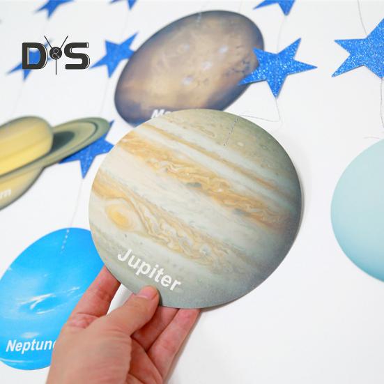 1 Set langlebige Planeten-Hängeflagge mit Glitzersternen, auffälliger Banner-Anhänger mit Sternenhimmel-Motiv, Geburtstagsparty-Dekor