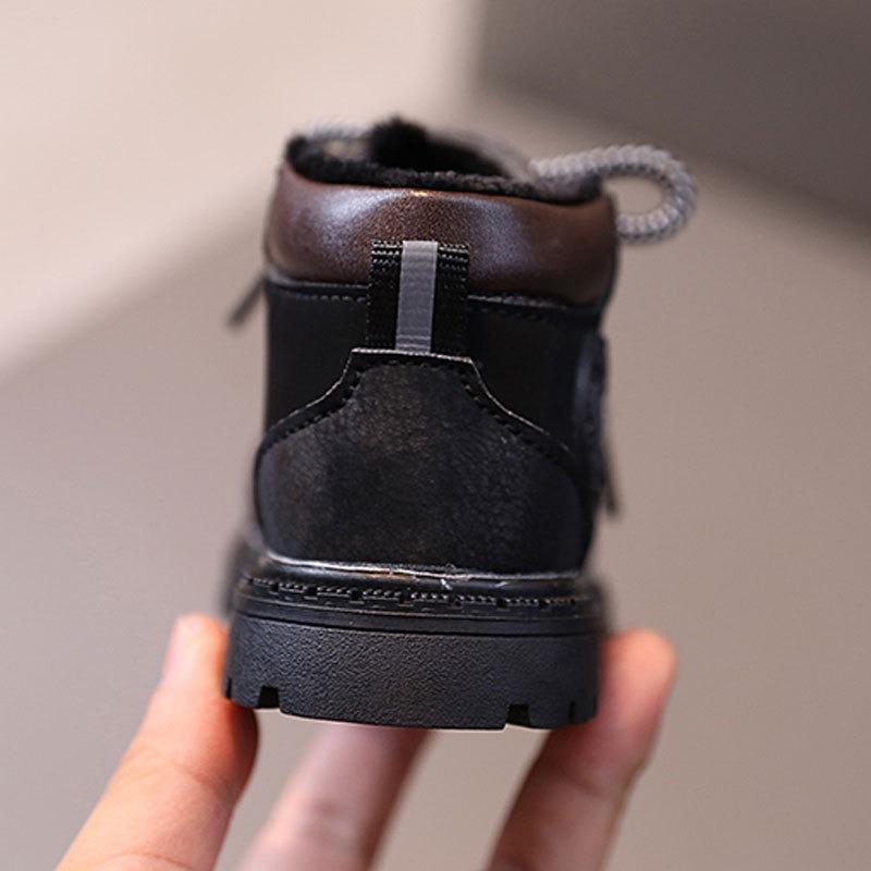 Unisex Baby Soft-Soled Martin Boots 0-1-2 Years Old, Walking Shoes, Fleece-Lined Cotton Shoes, Snow Boots for Fall/Winter.