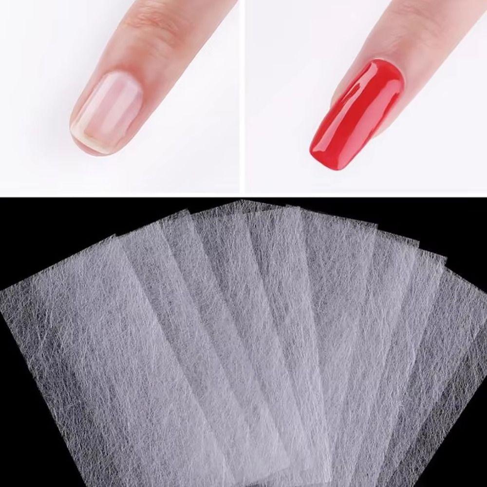 50Pcs UV Gel French Form Wrap Non-woven Glass Fiber Paper Durable Silk Fiberglass Nail Extension