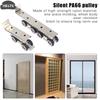 2Pcs 4/8wheels Sliding Door Roller Hanging Pulley Rail Track 4 Wheels/8 Wheels For Home Room Wood Door Hanging Wheels Rail Track