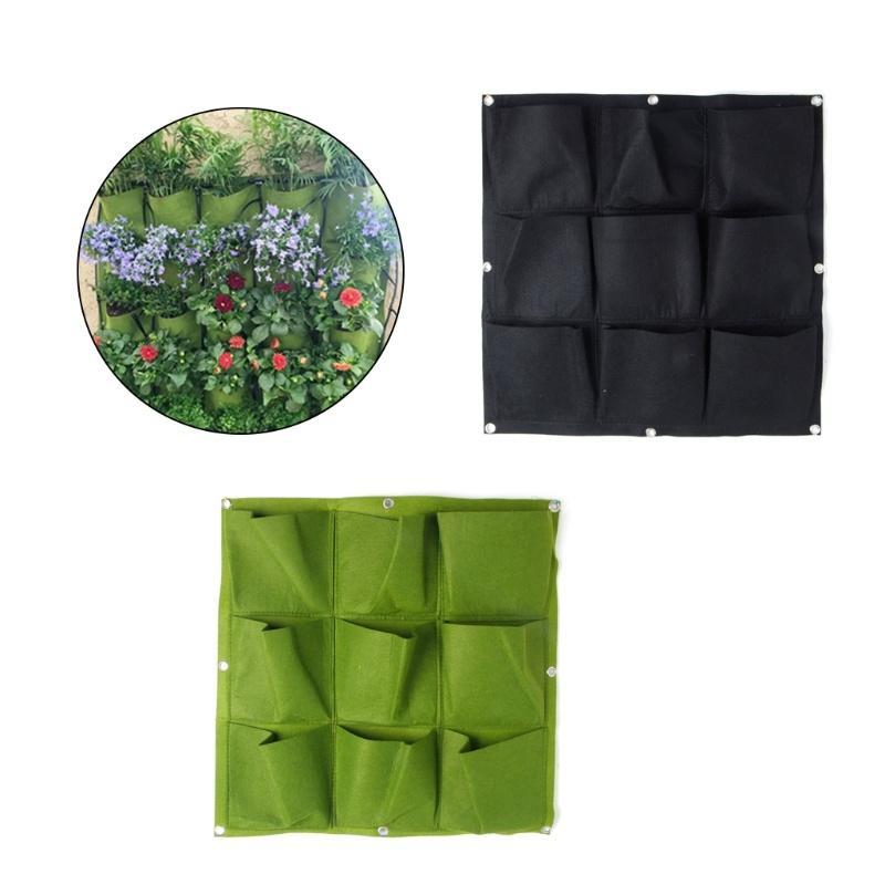 Pflanztasche Zum Aufhängen 9-taschi - Vertikaler Garten 50x50cm Grün