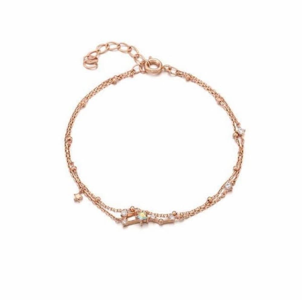 [Ost] Starlight Drop Moonlight Garden Double Chain Silver Bracelet Otb119V03Qpl