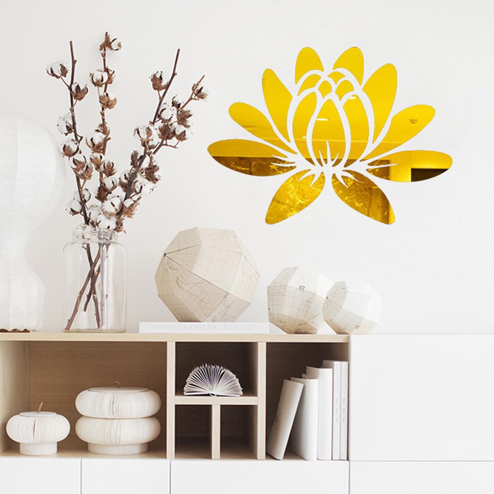3D Mirror Wall Sticker Lotus Flower Removable Acrylic Art Mural Decal Stickers For Living Room Bedroom Home Decorations