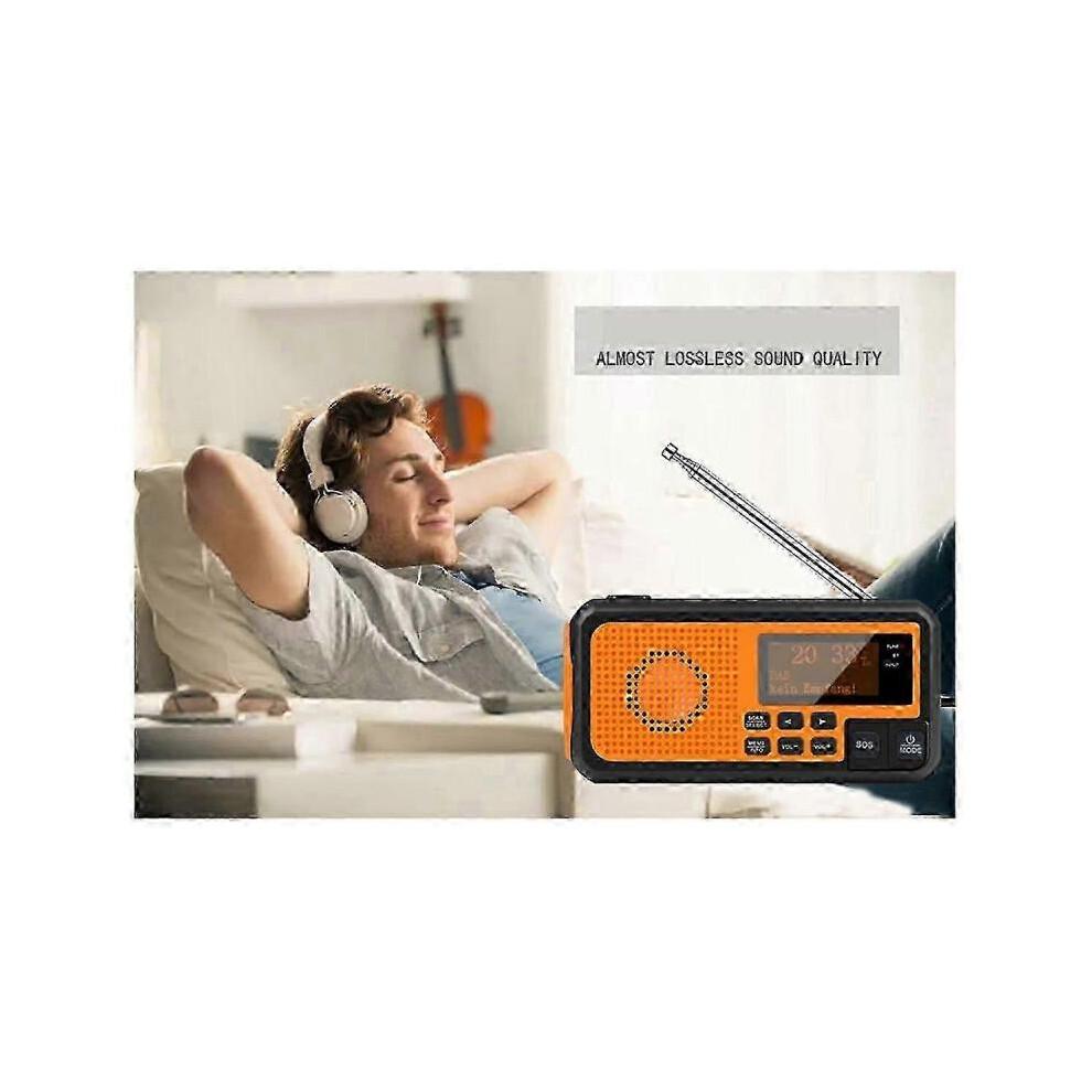 DAB373BT Crank Radio +FM BT Emergency Radio with 5000 MAh Battery Solar with Alarm Clock Blackout E 0619 SZRH A-X