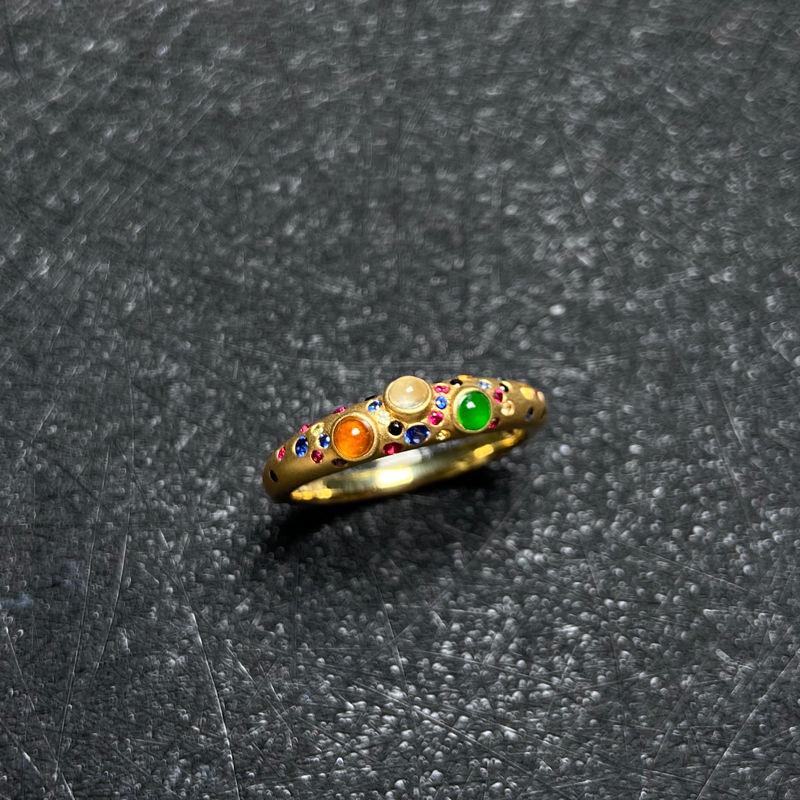 Ancient Gold Craftsmanship Inlaid Colorful Gemstones Rings For Women Fashion Crystal Neutral Style Jewelry Opening Adjustable