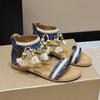 Women's Bohemian Sandals Summer Flats Female Casual Peep Toe Shoes Female Slip on Tassels Beach Comfort Sandalias for Women