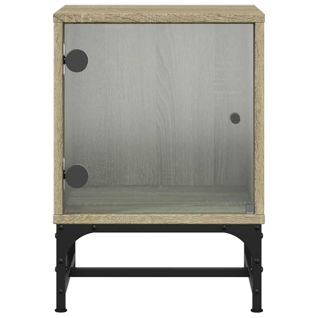 Nightstands with Glass Doors 2 pcs Sonoma Oak 35 x 37 x 50 cm