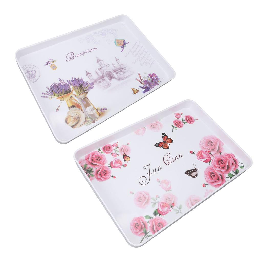 Plastic Serving Tray Rectangular 15.4x10.6in Reusable Food Platter for Snack Fruit Cookies Desserts 