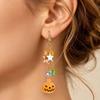 Cute Halloween Resin Pumpkin Ghost Star Dangle Earrings for Women Spooky Asymmetrical Charm Earrings Party Cosplay Jewelry Gift