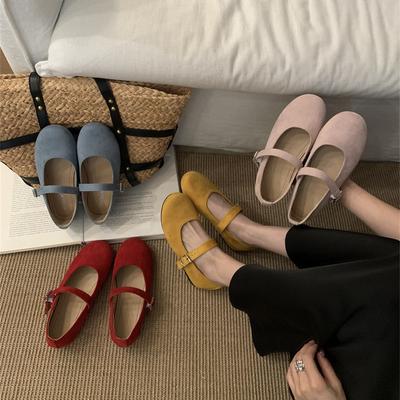 Mary Jane Flats 2025 Spring and Autumn French Retro Single Shoes One-word Buckle with Shallow Mouth Small Leather Shoes Women