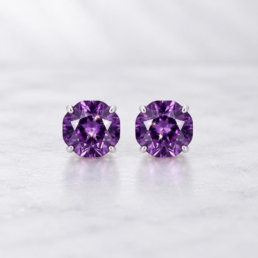 Eye-Clean Natural Amethyst Stud Earrings, Fancy