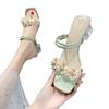 Roman Small Fresh Women's Shoes Summer Sandals Women's 2025 New Two Wear High-heeled Slippers Flower Thick-heeled Cool Slippers