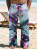 Casual men's printed loose straight trousers vacation beach pants men's European and American breathable