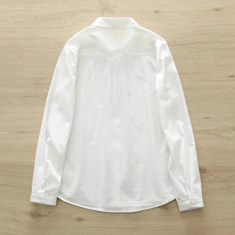 Spring Artistic Fresh Rabbit Embroidered White Long Sleeve Women's Shirt Student Versatile Button