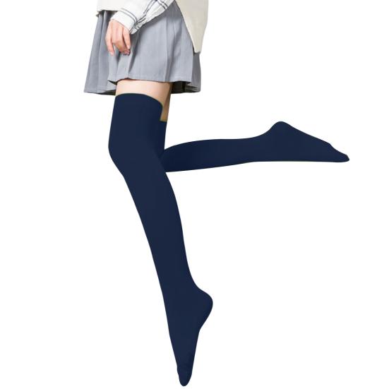 1 Pair Women Winter Knee Socks High-tube Anti-slip Great Elasticity Solid