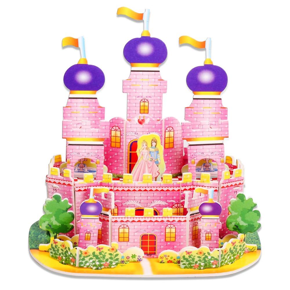 Kids 3D Stereo Puzzle Cartoon House Castle Building Model DIY Handmade Early Learning Educational Toys Gift for Children