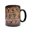 Yousheng  Retro Colorful String Light Alphabet Coffee Cup Color Changing Ceramic Mug Rustic Heat Sensitive Cup for Hot Cocoa Tea Milk Hot Drinks