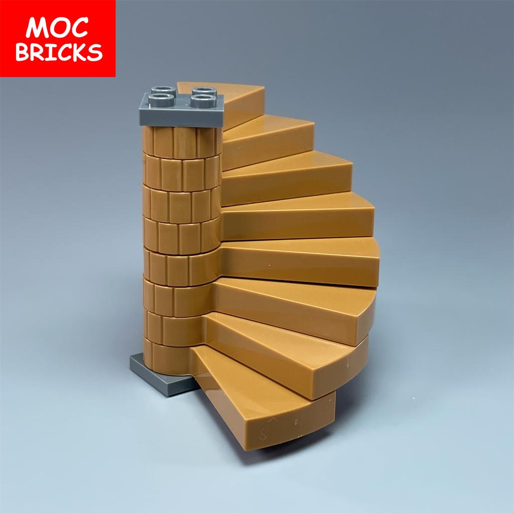 Set  MOC Bricks City Castle Stairs Spiral Step 40243 Support 1x1x5 40244 Assembles Particles Building Blocks