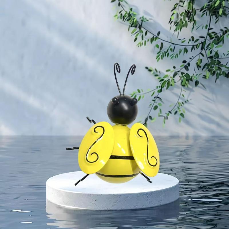 4-Piece Set, Metal Bee Wall Hanging, Garden And Patio Decoration, Room Decoration, Outdoor Family Lawn 3D Wrought Iron Pendant.