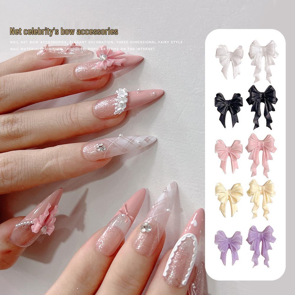 Japanese Macaron Ribbon Bow Resin 3D Nail Art Accessories