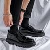 Fashion British Leather Shoes Men Office Casual High Platform Patent Leather Shoes Male Harajuku Korean Streetwear Vintage Wedding Shoes