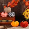Burlap And Velvet Pumpkins 5 Pcs Fall Fabric Pumpkin Decor, Thanksgiving Farmhouse Stuffed Plaid Decoration, Harvest Small Faux for Home Table