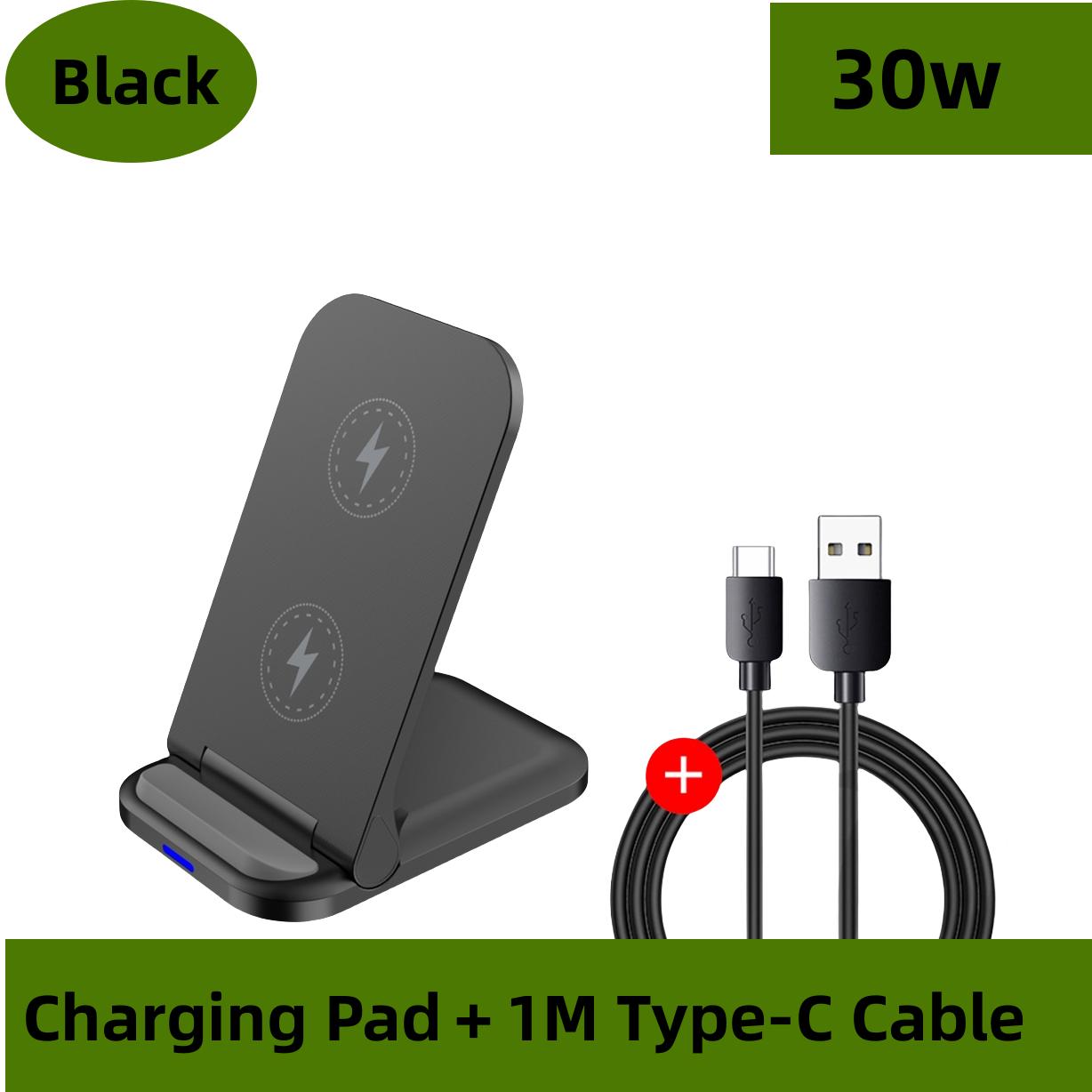 

30 Вт сверхбыстрое беспроводное зарядное устройство держатель для телефона складная док-станция чёрный
