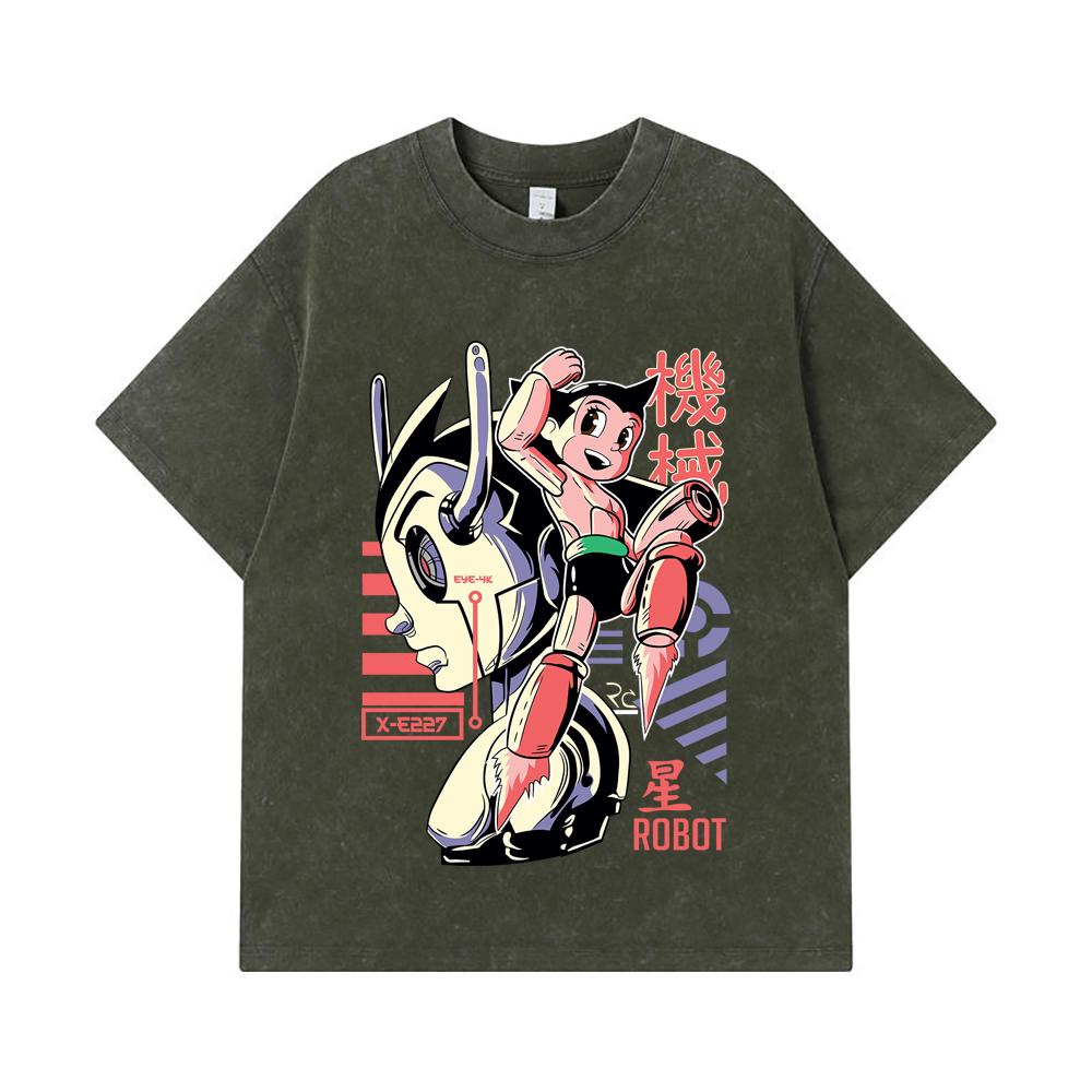 275 GSM Washed T-shirts 100% Cotton Astro Boy V1 Print Unisex Heavy Cotton T Shirt S