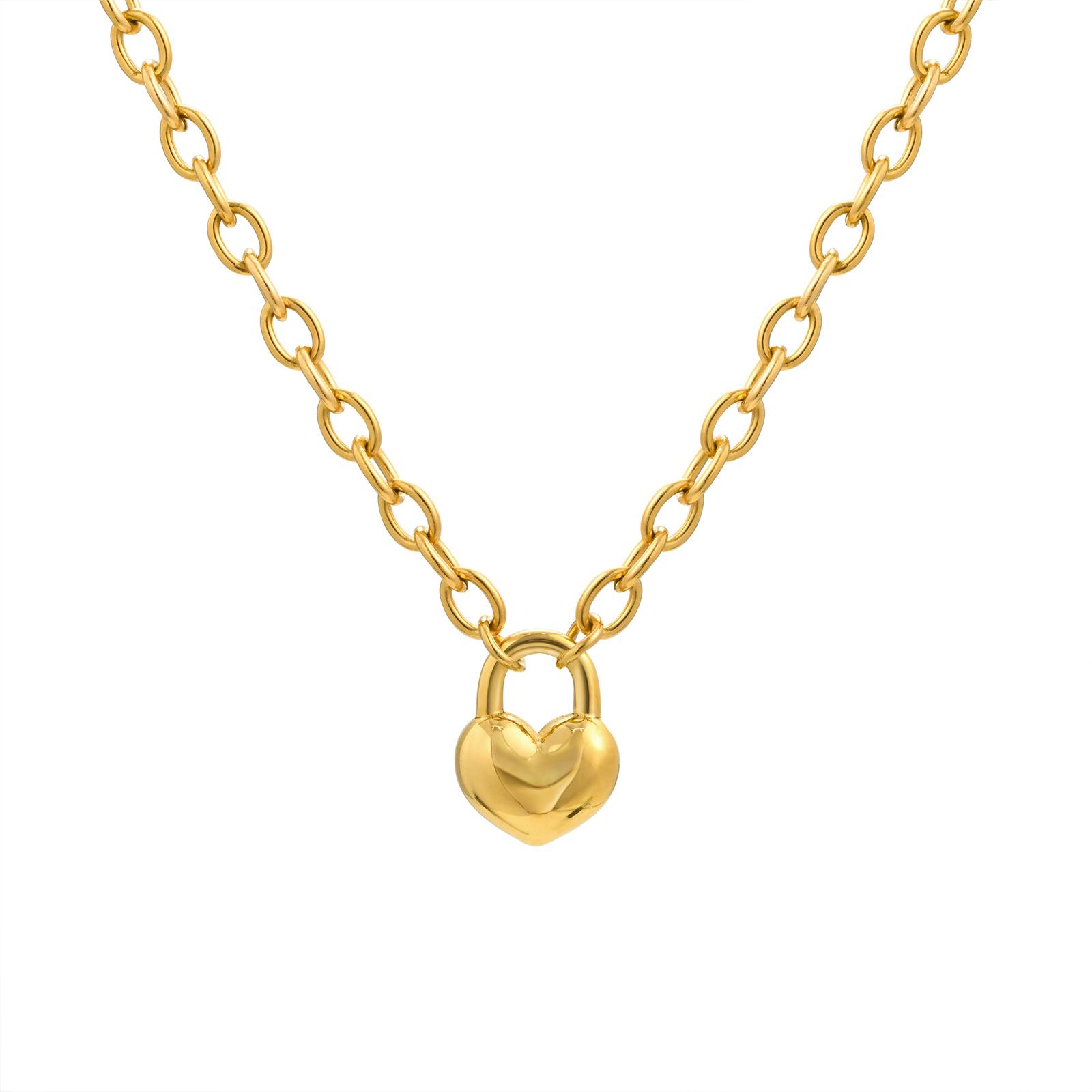 

High Quality Heart-shaped Lock Necklace for Women,Luxurious Stainless Steel Link Chain Necklaces,Fashion Mother s Day Gift