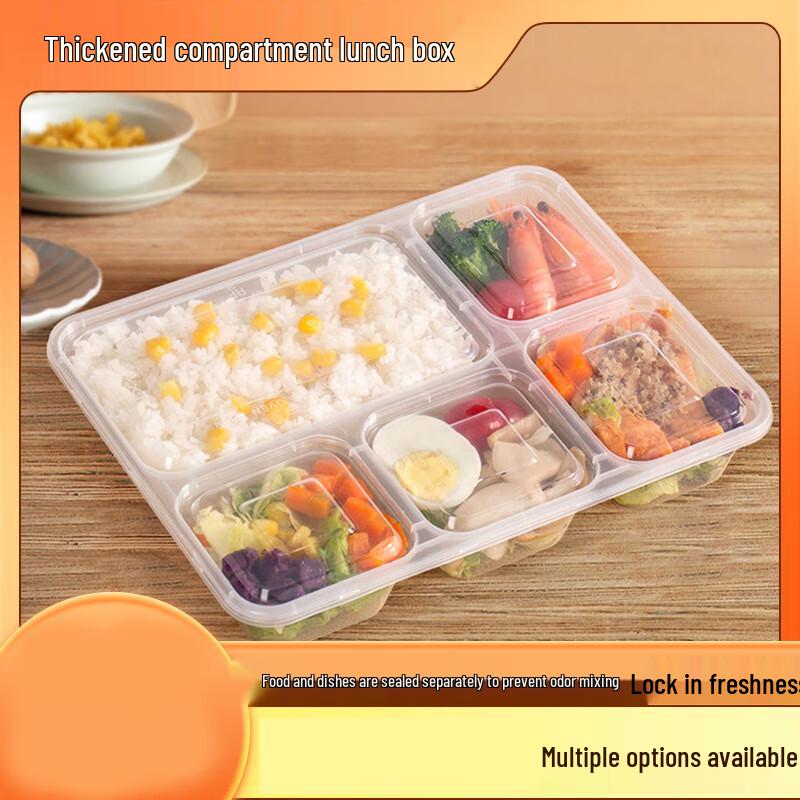 Disposable 3-Compartment Thickened Plastic Meal Prep Containers with Lids