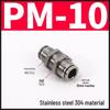 304 Stainless Steel Quick Push-In Pneumatic Tube Panel Mount Connector, External Thread, PM Sizes: 4, 6, 8, 10mm