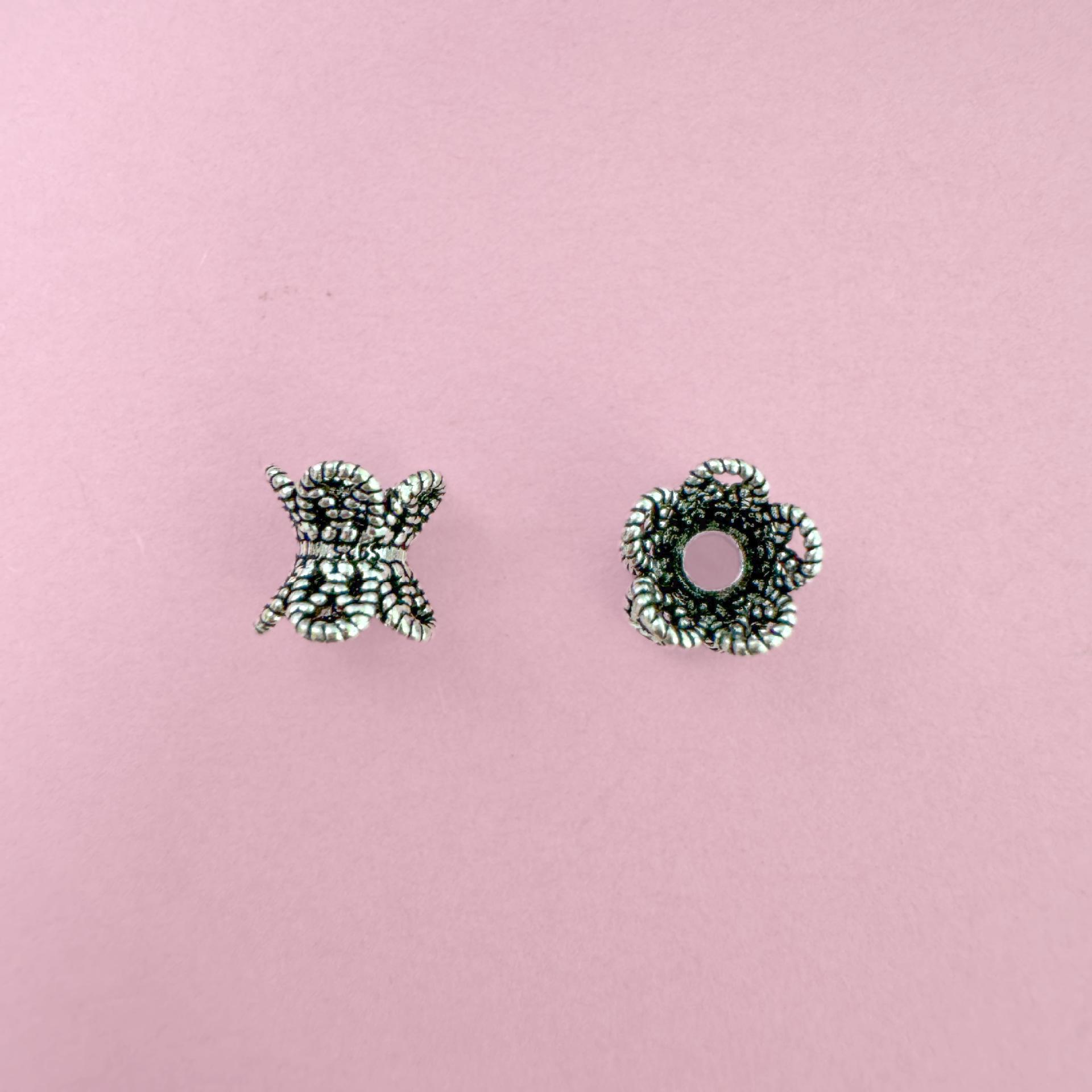S999 Sterling Silver Flower Spacer Bead for DIY Bracelets - Horizontal Hole, Loose Bead for Braided Ropes Single Piece