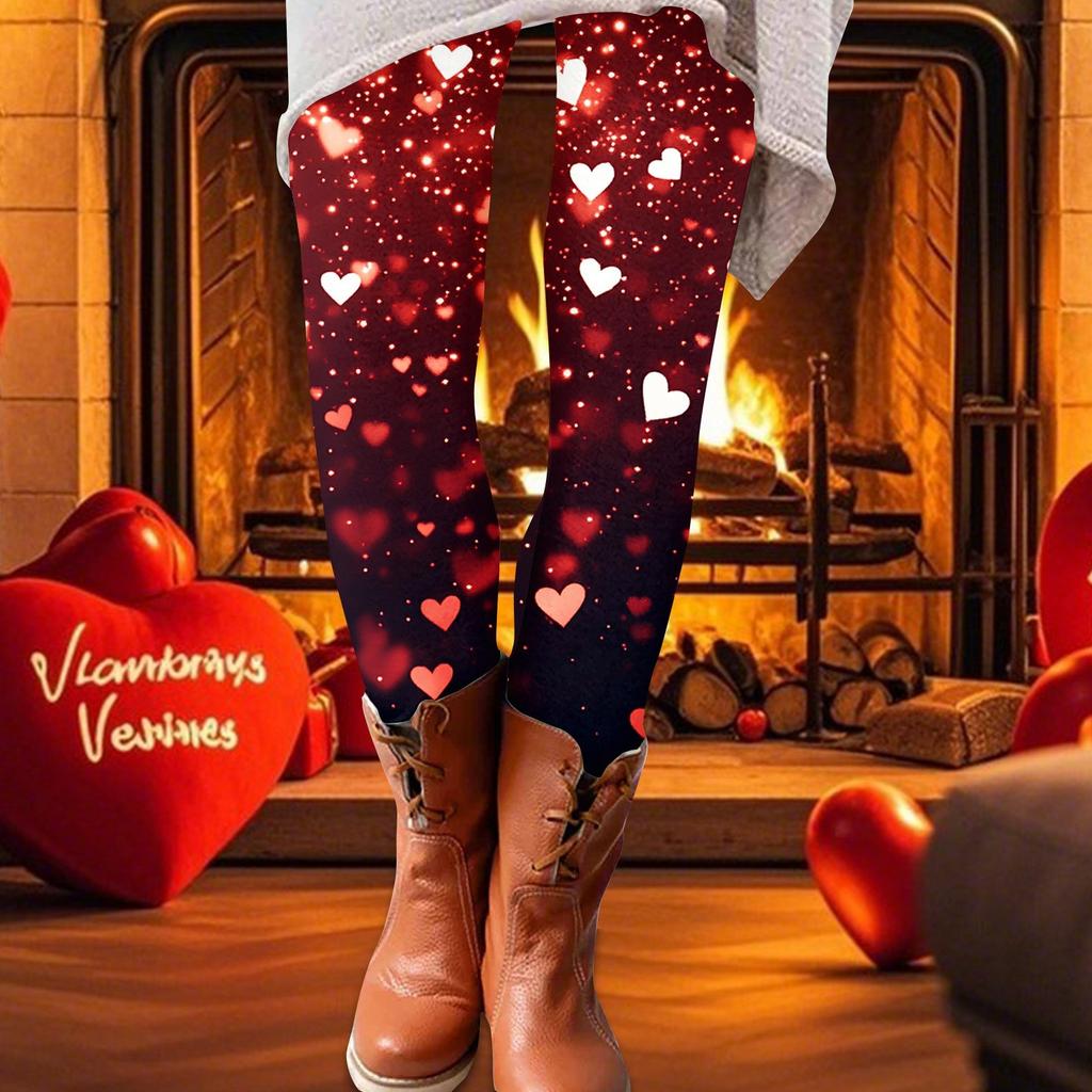 Damen-Druckhose, elastische Leggings aus weicher Baumwolle, lässiger Heimpyjama