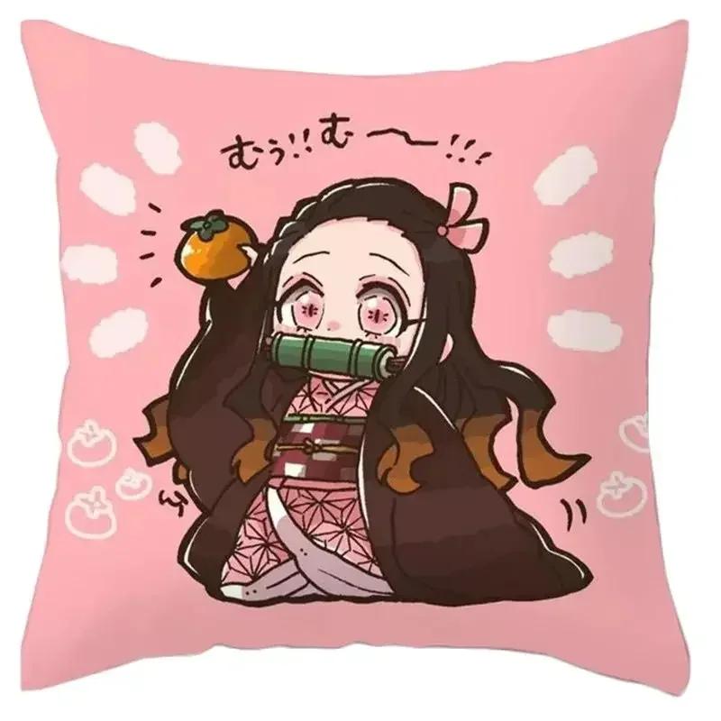 

Клинок, рассекающий демонов Камадо Тандзиро Незуко Подушка Аниме Наволочка для подушки-обнимашки Кавайная Лоли Девочка Автомобиль Сафа Дакимакура Подушка Наволочка 40x40cm чёрный