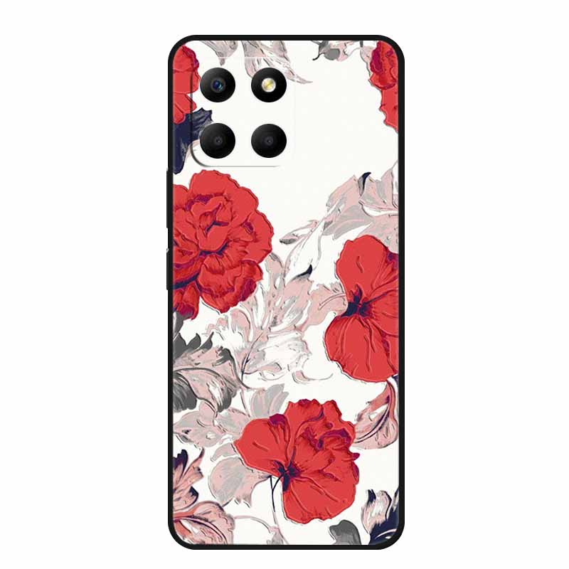 3D Emboss Case For Honor Play 9A 2024 X5b Plus X8C X6C 4G Phone Case 9 A X 8 6 C Coque Flowers Black Silicone Soft Back Cover