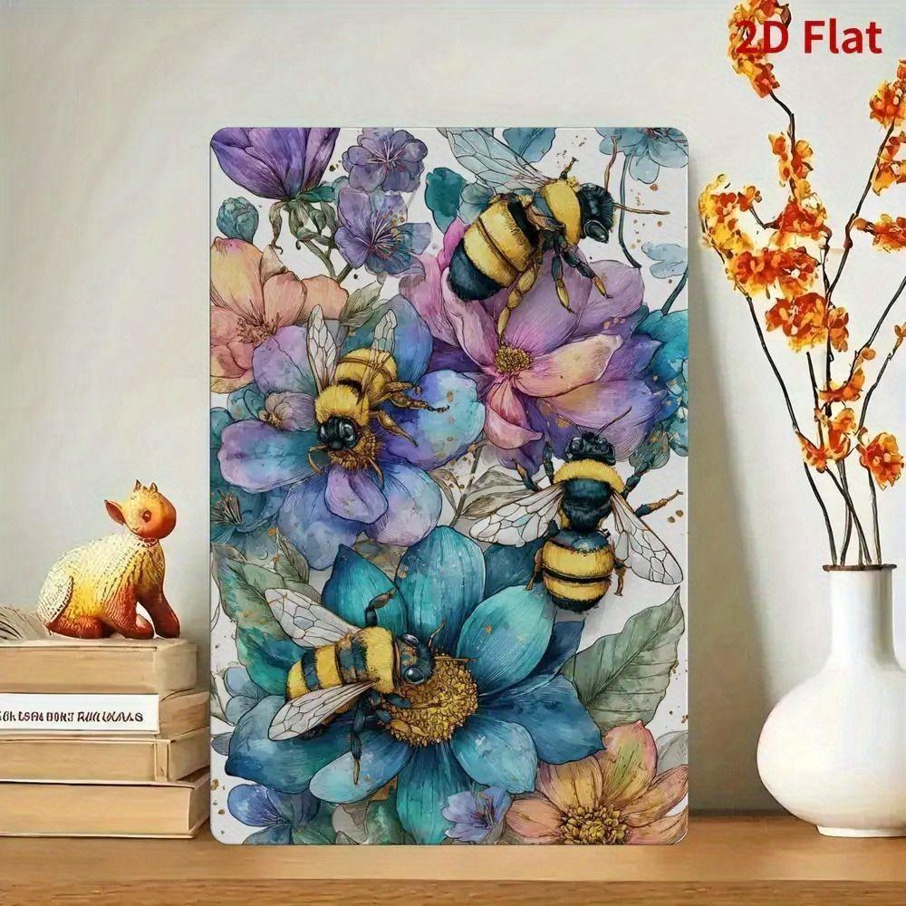 Metal Sign Bee Flower Nature Sunflower 20x30cm Wall Decor